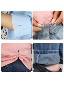 4pcs,Golden Safety Pin, Waist Cincher, Waistband Adjustment Buckle, Headscarf Clip, Multi-Functional, Detachable, Seamless Design, Suitable For Scarves, Pants, Collars And Cuffs - Multicolor - View 9