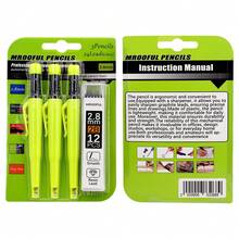 1 Box Of Lead/1 Set Of Woodworking Pencils, Solid Color 2.8 Mechanical Construction Pencils, Built-In Pencil Sharpener Design, Anti Roll Pen Clip, Large Capacity Pen Core That Is Not Easy To Break, Marking Pen, Automatic Pencil - Sets - View 3