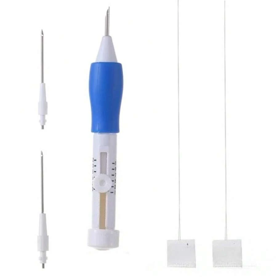 Adjustable Needle Pen Set For Embroidery, With 3 Needles, Threader, Scissors And Ergonomic Design For Sewing Fabric Craft, 1. W2WM - 1 Set - View 1