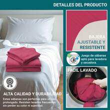 Ecommerc3 3-4 Piece Cotton Sheet Set, Fits Beds 80-200 Cm, Wide Variety Of Colors - Anh đào - Xem 5