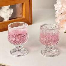 12/6/2个装 钻石/蝴蝶图案 40毫升带柄玻璃杯，透明且具有折射效果，优雅迷你茶杯，带柄设计防止溢出 - 無色 - 查看 1