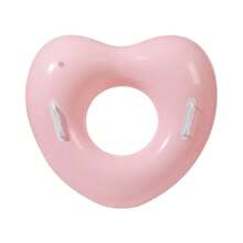 1个儿童可爱心形充气游泳圈，带红色亮片，透明粉色婴儿泳池漂浮垫，带安全把手，加厚PVC材质，适合夏季海滩和泳池派对的幼儿游泳池玩具 - 彩色 - 查看 12