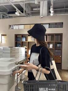 1pc Unisex Summer Travel Beach Sun Protection Hat, UV-Resistant Bucket Hat - Multicolor - View 1