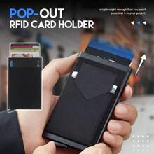 Pop-Up ID Card RFID Wallet, Compact Aluminum Metal Protective Case, Smart Quick Release Storage Pouch, Unisex - Multicolor - View 4