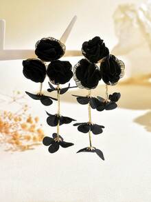 1对布艺花朵耳环，温柔优雅的女士耳环，度假风独特设计耳环 - 花朵耳環 - 查看 16