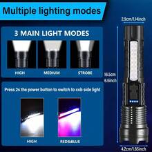 LiHangStar 1/2 piezas Linterna LED recargable, linterna portátil con zoom ajustable e indicador de batería, 7 modos de iluminación, linterna de mano brillante para exteriores, camping, trabajo, emergencia - linterna con zoom - Ver 3