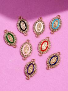 Set de 8 piezas de accesorios de aleación hechos a mano y únicos, dijes con doble colgante de Virgen María con diamante de imitación, joyería de moda para Pascua - Multicolor - Ver 2