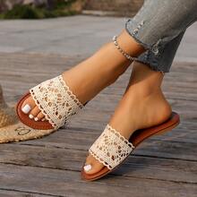 Nuevas sandalias de playa minimalistas, cómodas y ligeras con malla hueca, chanclas planas para mujer - Albaricoque - Ver 9