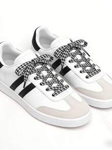 1 Pair/2pcs Geometric Diamond Pattern Polyester Shoelaces, Basic Sports & Casual Style - Multicolor - View 6