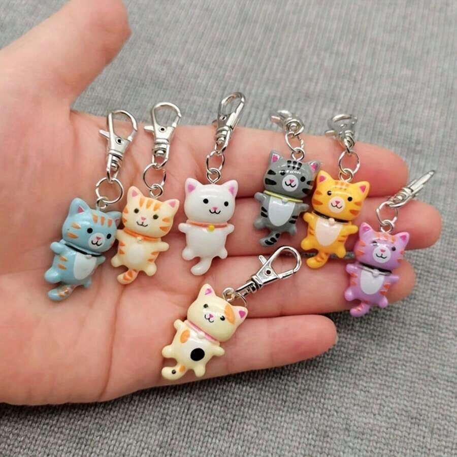 20pcs Cute Cat Keychain Set For Men & Women, Cartoon Animal Resin ...