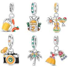 A Silver Plated Guitar, Beer, Camera, Princess Dress Pendant Suitable For 3mm Original Bracelet, Necklace, DIY Bead, Women's Daily Gift, Birthday Party, Holiday Gift - Multicolor - View 1