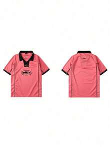 Men's American Street Hip-Hop Personality Color Block Number 18 Printed Short-Sleeved T-Shirt Men's And Women's Summer Sports Uniform Jersey - 8892/Màu hồng - Xem 3