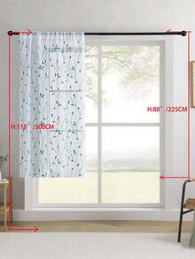 1件刺绣薄纱窗帘，花卉图案，带杆袋，防紫外线，透气，涤纶面料，无衬里，适用于客厅、卧室、餐厅 - 藍色 - 查看 12