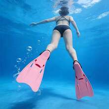 Adjustable Strap Snorkeling Fins, Short Silicone Diving Shoes With Open Heel, Adult Unisex Travel Size - Multicolor - View 2