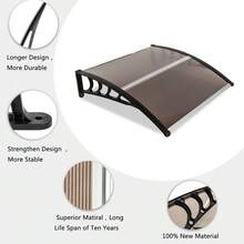 40*38in Household Application Door & Window Rain Cover Eaves Brown Board & Black Holder - Brown - View 4