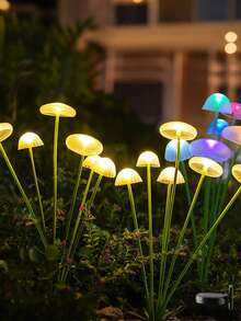6 LED Solar Powered Jellyfish Mushroom Lawn Lights, Outdoor Waterproof Garden Path Landscape Lights, Warm White / Color Changing Mood Lights - Multicolor - View 11