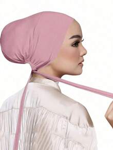 1pc Women's Fashionable Solid Color Elastic Headband Scarf, Versatile Headwrap For Daily Wear,Beach,Holiday,Accessories,Travel Essential - Skin Powder - View 2