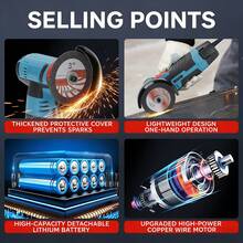 无线锂电池小型角磨机，电动研磨切割抛光机，迷你抛光机，高速，静音 - 藍色 - 查看 9