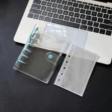 Cuadernos transparentes con un solo orificio en tamaño A6/A7, cuadernos con pegatinas de carpeta azul, cuadernos con pegatinas, organizadores de tarjetas fotográficas, cubiertas transparentes de cuero suave con doble botón para cuadernos, diarios hechos a mano, álbumes de fotos, pegatinas, cuadernos, planificadores, artículos de papelería para estudiantes, suministros de oficina - Multicolor - Ver 11