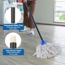 KeFanta Mop For Floor Cleaning,2 Pcs Cotton String Wet Mops Replacement Head Refill Compatible With Microfiber Cloth Mop &Amp; 08" Diameter Mops Handle(1 Handle &Amp; 2 Heads) - Màu A - Xem 3