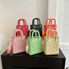 Compact EVA Beach Tote With A Removable Shoulder Strap, Featuring Colorful Cartoon Designs.This Stylish Travel Storage Serves As A Multifunctional Accessory For Beach Outings, Complete With A Matching Beach - Hot Pink - View 8