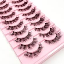10 Pairs Transparent Band 3D Faux Mink False Eyelashes Soft Fluffy Natural Long Thick Volume Wispy Reusable Daily Wear Lashes - Black - View 6