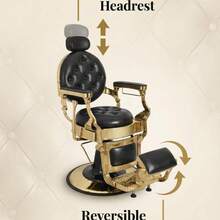 Huisuilinss Vintage Barber Chair,Hydraulic Recline Salon Chair,Hair Styling Chair,Adjustable Height,360° Swivel,Headrest & Footrest,700lbs Capacity,For Barbershop Beauty Tattoo Massage - 黑色 - 查看 4