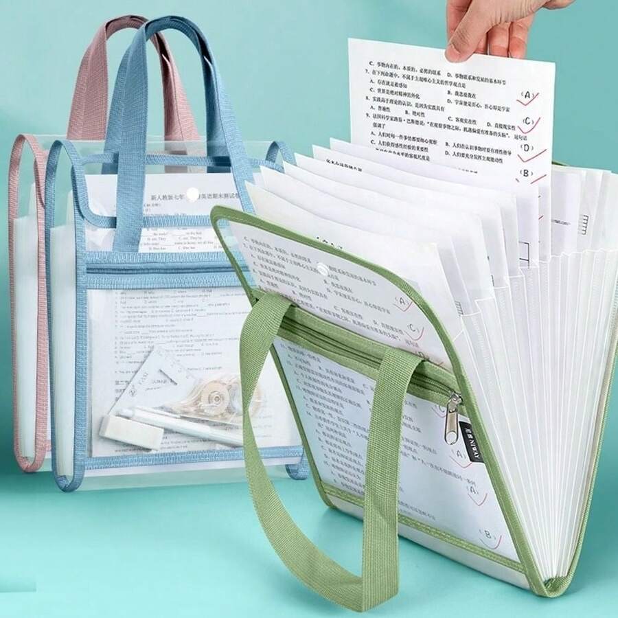 13 Layer Portable Expanding File Folder Expandable Accordion File Organizer With Zipper Closure Handle For Organizing Document Paper And Letter Waterproof - Single Piece - View 1