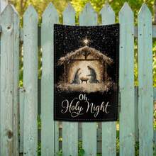 1PC Double-Sided Christmas Garden Flag 12x18 Inch - Religious Nativity Scene With Mary & Joseph, Durable Polyester Outdoor Decor, No Electricity Required, Festive Yule Display For Christmas Celebrations, Christian Religious Holiday Banner For Patio, Lawn & Garden - 1 cái - Xem 4