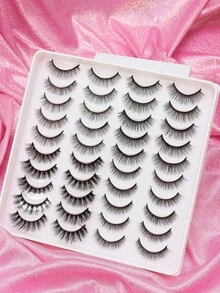 AYRMILLA 20Pairs Cat Eye Eyelashes Fox Natural False Eyelashes Fluffy Soft Dramatic 3D Mink Eye Black Thin Long Lash Multi-Layer Short Thick Eyelash Extended Large Volume Makeup Cross Wedding Parties Club Daily Work Meetings Comfortable Lashes - 黑色 - 查看 4