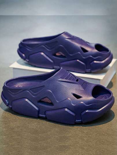 Casual Hollow-Out Thick-Sole Slippers For Men - Non-Slip Thick-Sole Outdoor Slippers, Suitable For Casual Walking