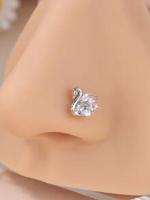 1 chiếc khuyên mũi hình thiên nga đính đá CZ trong suốt, hình chữ L, trọng lượng 20g, màu vàng, kiểu dáng tối giản, thích hợp đeo hàng ngày, đi biển, du lịch và dự tiệc. - L188 - Xem 9