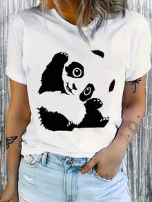 Camiseta Casual de Manga Corta para Mujer - Blanco - Ver 2