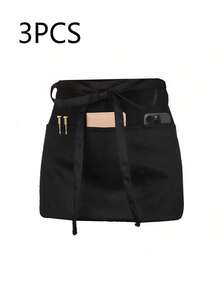 黑色腰围围裙一件装，适合服务员/侍应生使用，带3个口袋，也适合居家、日常生活、家务清洁等场合，可用作防护服。 - 彩色 - 查看 12