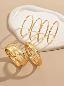 6件套夸张几何多层光滑手镯套装（女士款） - 幾何 - 查看 3