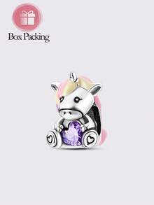 Silver Charm Bead For Women, Colorful Enamel Animal Bead Cubic Zirconia Inlay Elegant Jewelry Gift Fits For DIY Making Original Bracelets Necklaces - Multicolor - View 8