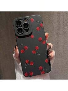 Funda de Teléfono con Patrón de Cerezas, Funda Protectora Antigolpes para Celular, Cubierta de Teléfonoóvil a Prueba de Choques para 15 14 13 12 Plus Pro Series Protector de Pantalla - Multicolor - Ver 2