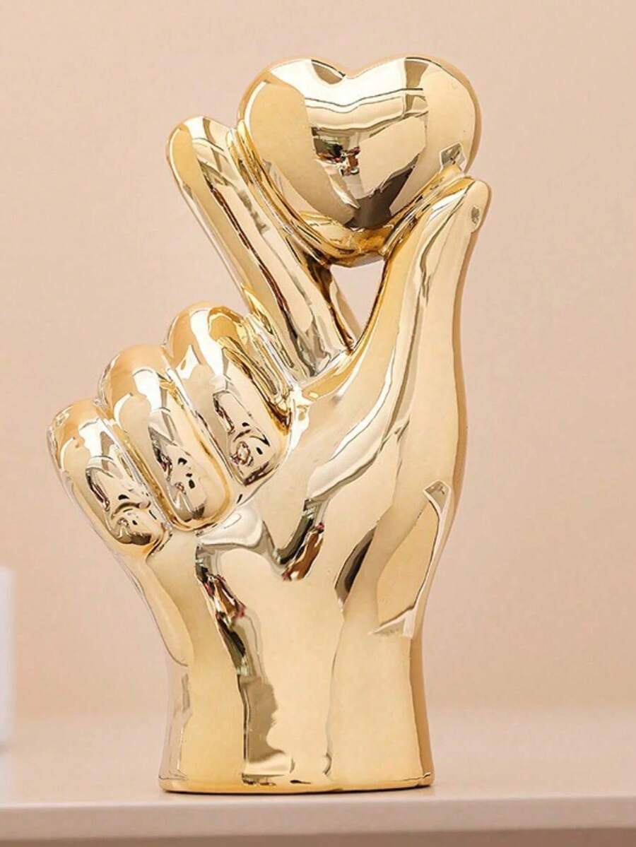 现代树脂心形手雕塑：韩式爱心手势家居装饰，适用于家居、办公室、学生宿舍、花园、旗帜、花盆、游泳池、花瓶、收纳、婚礼装饰、家居装饰、珠宝收纳、派对装饰，也是馈赠亲友的理想礼物。 - 多款 - 查看 1