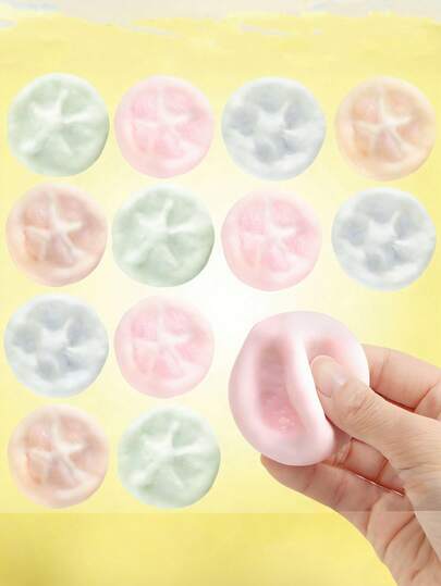 6个麻糬软球，牛奶挤压葡萄球，成人减压玩具，缓解工作焦虑，锻炼手部灵活性，适合作为派对礼物，颜色：黄色、蓝色、绿色、粉色、紫色、橙色