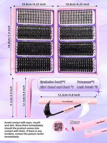 760pcs EIMNY Anime Style Eyelash Cluster Set - 4 Types Of Natural Soft, Thick Cartoon Style, Spiky Shape Options, D-Curl Plant Fiber Material, Reusable 3-5 Times, Includes 2-In-1 Adhesive And Professional Tweezers, Length 10-21mm, Suitable For Beginners And Hair Salons - Multicolor - View 5