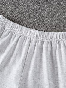 2pcs/Set Girls' Casual Chic Polo Collar Cropped Top And Wide Leg Embroidered Knit Pants, Summer Outfit - Grey - View 6