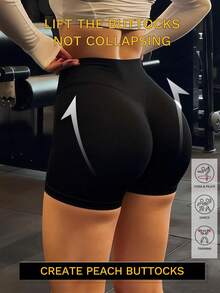 Quần short nữ mùa hè cạp cao ôm sát, màu đen, quần tập thể dục nén giúp kiểm soát vùng bụng, thích hợp cho yoga, chạy bộ, tập gym, đi biển và nghỉ mát. - màu đen - Xem 4