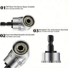 Aksesori Mata Bor Sudut Kanan 105°, Aksesori Mata Bor Ekstensi Premium, Adaptor Alat Listrik, Cocok untuk Ruang Sempit, Model Pendek & Panjang - A - View 5