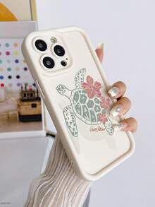 Turtle Painted Groove Beige Additional Bracelet Thick Precision Hole Minimalist Anti-Drop Thick Phone Protective Case Printed Suitable For IP17/IP17PROMAX/Iphone16/Iphone16pro/Iphone16promax/IPhone16plusiphone15 XR /7/8 Iphone15Promax/12PROMAX/13PROMAX/14PROMAX 13 14 11 12p14 P11 P12 XS.XR /78P.78GES2 Phone Case - Multicolor - View 1