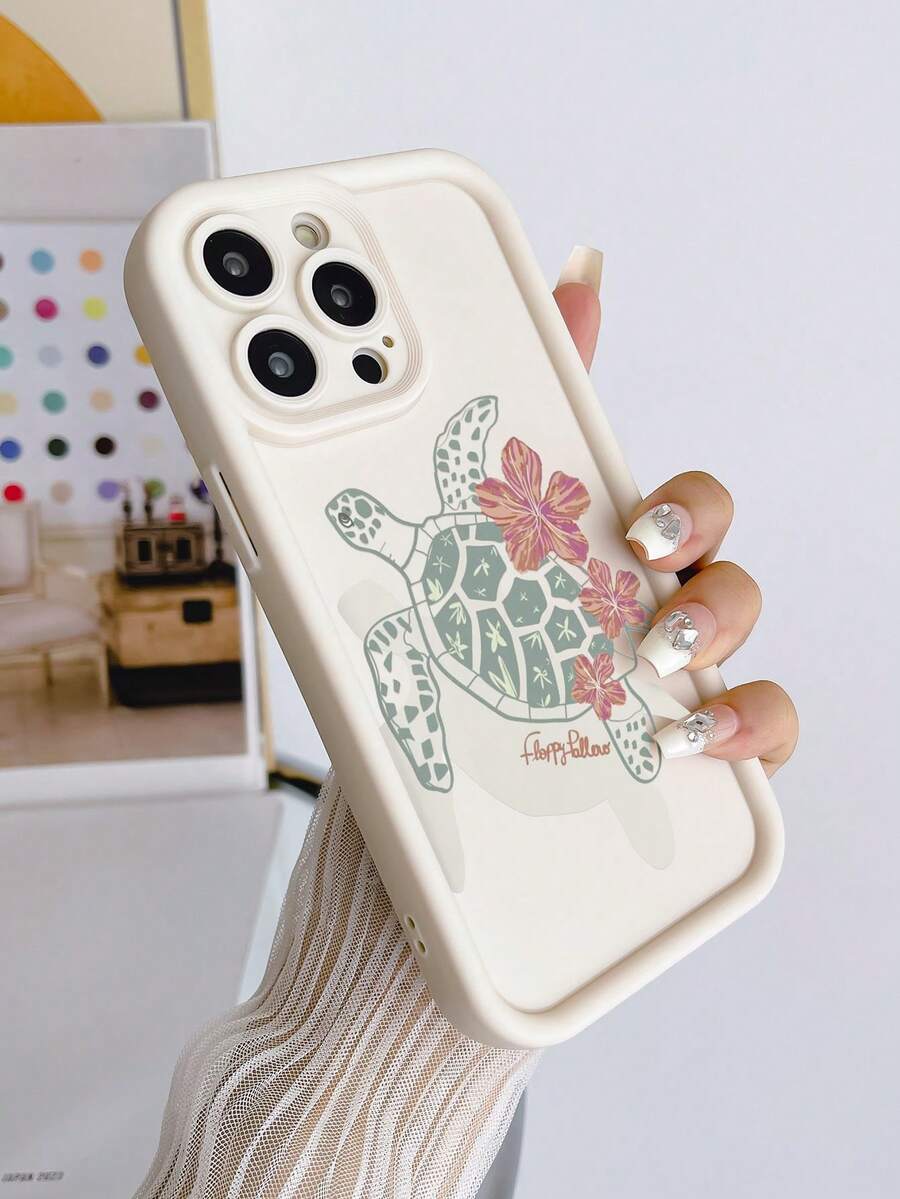 Turtle Painted Groove Beige Additional Bracelet Thick Precision Hole Minimalist Anti-Drop Thick Phone Protective Case Printed Suitable For IP17/IP17PROMAX/Iphone16/Iphone16pro/Iphone16promax/IPhone16plusiphone15 XR /7/8 Iphone15Promax/12PROMAX/13PROMAX/14PROMAX 13 14 11 12p14 P11 P12 XS.XR /78P.78GES2 Phone Case - Multicolor - View 1