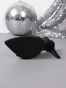 Fashionable High Heel Pointed Toe Slip-On Sandals, Spring/Summer - Black - View 4