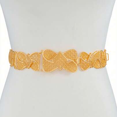 Dây chuyền thắt eo hình nơ mạ vàng mới năm 2026, kiểu dáng thanh lịch cổ điển với lớp mạ vàng 18K khắc họa tiết, thể hiện phong cách Dubai Ả Rập, phù hợp cho đám cưới, tiệc tùng, làm quà tặng cho cặp đôi, bạn bè, chị em gái, unisex.