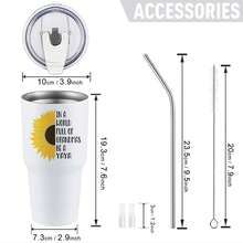 30oz Stainless Steel Tumbler Black White Options,  Sunflower And Text Design On Tumbler Graphic Cups, Insulated Travel Coffee Mug With Lid And Straw , Double Wall Vacuum Reusable Travel Cups,  Funny Birthday Party Gift For Men - 白色 - 查看 3
