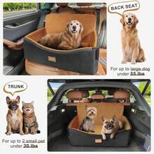 Asiento de coche para perros grandes y medianos de menos de 55 libras asiento elevador de perro para 2 perros pequeños con funda desmontable lavable y cojín asiento de coche de espuma viscoelástica - Marrn - Ver 7