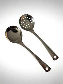 2 件装不锈钢汤勺，带长柄和鱼鳞设计，适合餐厅和家庭使用圣诞礼物 - 彩色 - 查看 6